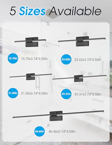 VOLISUN Bathroom Vanity Light 39.4 inch, Vanity Light Bar-ETL Certified | 5CCT Dimmable, 34W LED,Black Bathroom Light Fixture Over Mirror, For Mirror Cabinets - size: 39.4 inch