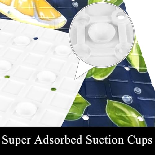 Non Slip Bath Mat for Tub, 15.1 x 26.8 Inch Bathtub Mat Machine Washable Shower Mat with Drain Holes and Suction Cups, Watercolor Seamless Pattern with Lemons - color: Multi 05
