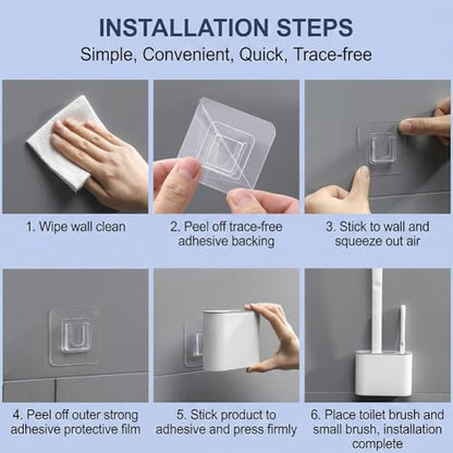 Silicone Toilet Brush Set with Holder,Wall Mounted for Bathroom RV Camper Home,Space-Saving & Hygienic Cleaning Tool,Easy to Install,Grey