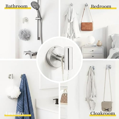 HOMOTEK 4 Pieces Bathroom Accessories Hardware Set, 24 inch Towel Bar, Towel Ring, Robe Hook, Toilet Paper Holder, Stainless Steel Rack Kit Wall Mounted, Brushed Stainless Steel - color: Brushed Stainless Steel