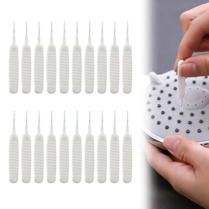 Shower Head Cleaning Brush for Small Hole, Upgrade Multifunctional Shower Cleaning Tools, Showerhead Cleaning Brushes Anti-Clogging Nozzle with Storage Boxes (20, White)