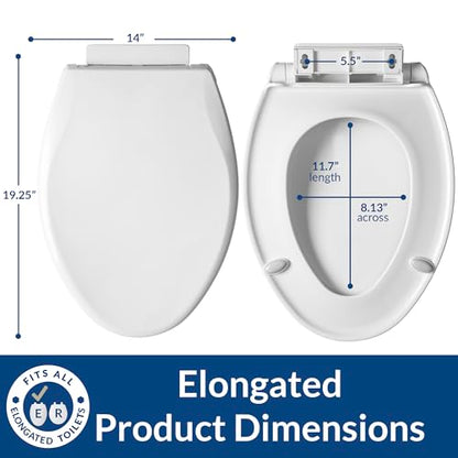 Mayfair Preston Easy to Clean Single Hinge Toilet Seat, Modern Slow Close Plastic Toilet Seat, Made in USA, Elongated, White - size: Elongated