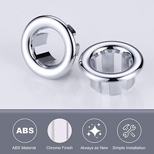 2 Pack Sink Overflow Ring, ARCORA Bathroom Kitchen Sink Basin Trim Overflow Cover Hole Insert Cap Chrome - color: Chrome-2 Pack