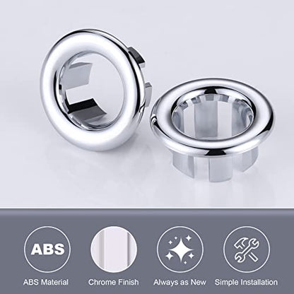 ARCORA 6 Pack Sink Overflow Ring, Bathroom Kitchen Sink Basin Trim Overflow Cover Hole Insert Cap Chrome - color: Chrome-6 Pack