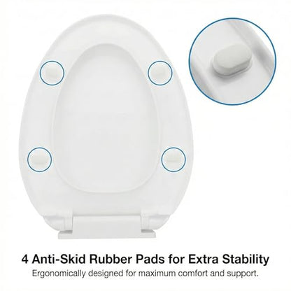 Renovators Supply Manufacturing White Plastic Soft Close Toilet Seat Elongated Slow Close Toilet Seat With Adjustable Mounting Hardware - color: White, size: Pack of 1