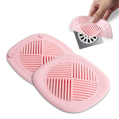 Hair Catcher Shower Drain Cover Sturdy Silicone 5.5 Inches Bathroom Accessories Drain Plug Drain Protector Hair Stopper for Kitchen Bathtub and Laundry Pink 2 Pack