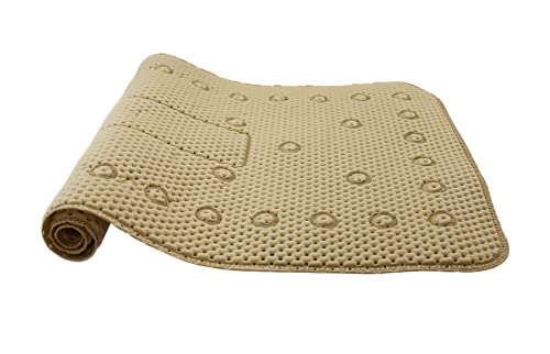 Bathtub and Shower Soft Waffle Cushioned Texture Spa Bathroom Shower and Bath Mat Non Slip 27.5" x 16" with Suction Cups and Drain Holes (Beige) - color: Beige
