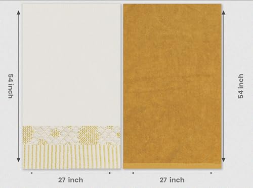 ELITE 4 Pack Luxury Jacquard Bath Towel Set – 100% Cotton, 600 GSM Ultra Soft & Absorbent Towels – Elegant Floral Pattern – 4 Large Bath Towels 27"x54" for Bathroom, Gift Spa & Hotel (Antique Gold) - color: Antique Gold