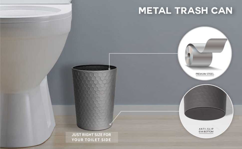 Bathroom Accessory Set, 6 Piece Grey Bathroom Accessories Set with Trash Can, Toothbrush Holder, Toothbrush Cup, Soap Dispenser, Soap Dish, Toilet Brush with Holder, Trash Can, Light Gray - color: Cool Gray