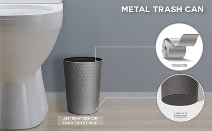 Bathroom Accessory Set, 6 Piece Grey Bathroom Accessories Set with Trash Can, Toothbrush Holder, Toothbrush Cup, Soap Dispenser, Soap Dish, Toilet Brush with Holder, Trash Can, Light Gray - color: Cool Gray
