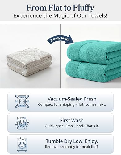 LANE LINEN Towel Set 6 Piece Soft Absorbent Quick Dry 100% Cotton - Teal | Towels And Washcloths - Terry Weave Comfort, Long-Lasting Comfort, Hotel-Style Look, Gets Softer With Every Wash - color: 09: Teal