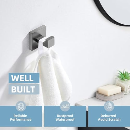 Angle Simple Bathroom Towel Hook, Coat Robe Hook for Wall, Gunmetal Gray | Heavy Duty SUS304 Stainless Steel, Shower Kitchen Entryway Hand Towel Holder, Screw Wall Mount - color: Gunmetal Gray, size: 1 Pack