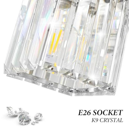 Brushed Chrome Crystal Bathroom Vanity Light, 6-Light Modern Bathroom Lighting Fixtures Over Mirror,Chrome Wall Sconce Light Fixtures with Square Shade - color: Chrome-Square Shade, size: 6-LIGHT