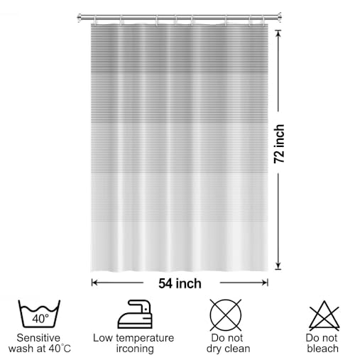 Boho White Gray Striped Stall RV Shower Curtain 54" Wx72 L | Black Bohemian Geometric, Polyester Waterproof, Machine Washable, Bathroom Small Curtain, Easy to Install with 10 Hooks - color: Grey, size: 54"W x 72"L (Pack of 1)
