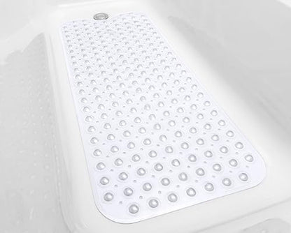 Extra-Long Non-Slip Bathtub & Shower Mat 39”x16” (Smooth/Non-Textured Tubs Only) Safe, Clean, Machine-Washable, Superior Grip&Drainage, Vinyl, Transparent Clear - color: Transparent Clear, size: 39" x 16" (Rectangular)