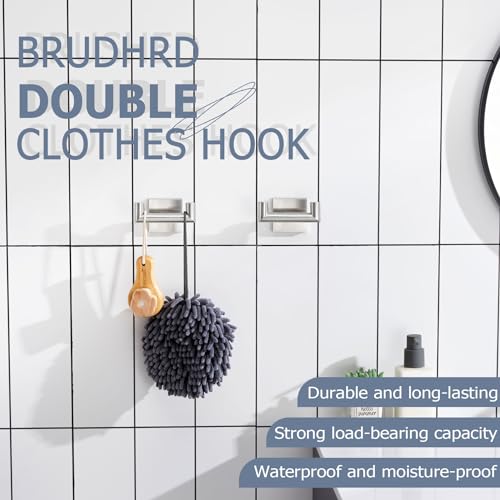 KOKOSIRI Robe Hook Bathroom Double Towel Coat Hooks for Bath Kitchen Wall Mounted, 2 Pack Brushed Nickel Stainless Steel B1015BR-P2 - color: Brushed Nickel, size: 2 Pack