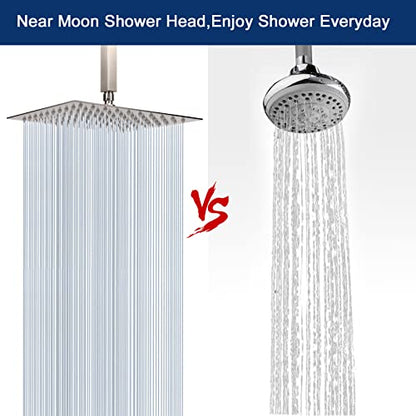 NearMoon Rain Shower Head With Shower Arm, Ceiling Mount Square Shower, Stainless Steel Ceiling Rainfall Showerhead- Waterfall Full Body Coverage (8 Inch, Brushed Nickel) - color: Brushed Nickel, size: 8 Inch