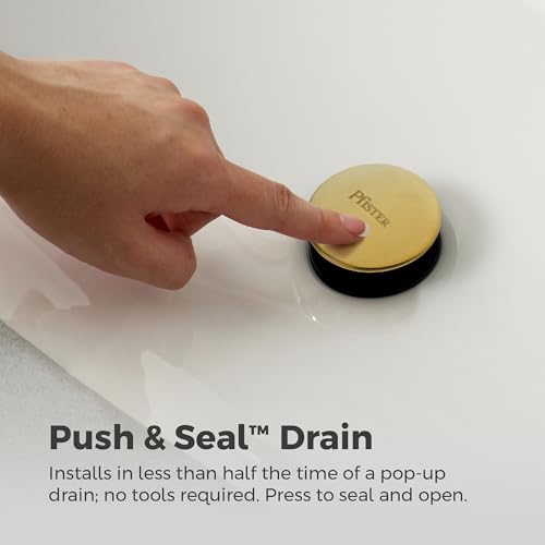 Pfister Capistrano Brushed Gold 3 Hole Centerset Bathroom Faucet LF048CSOBG | Push & Seal drain included, TiteSeal no-putty install, EPA WaterSense 30% savings, NSF lead-free, Lifetime finish coverage - color: Brushed Gold, size: 1 Pack
