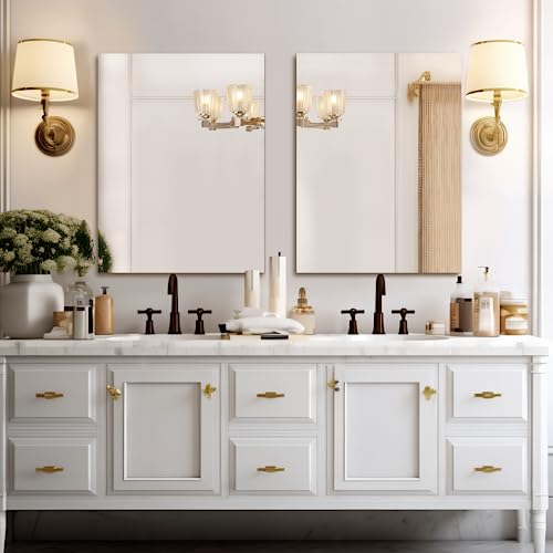 Frameless Wall Mirror 24"x32" Bathroom Vanity Mirror Shatterproof | Modern Wall Mount Mirror, Horizontal & Vertical, Rectangle Mirror for Over Sink, Living Room, Bedroom - size: 24"L x 32"W