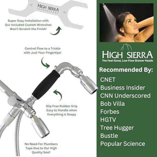 High Sierra® Lead-Free Metal 3-way Combo Shower Kit. Built in Diverter Valve Effortlessly Diverts Flow from the Fixed Shower Head to the Handheld and back - Ultra Low Flow 1.25 GPM - Matte Black - color: Matte Black w/ Nylon Insert, size: 1.25 GPM