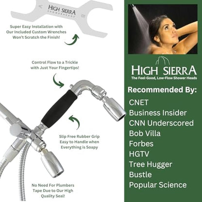 High Sierra® Lead-Free Metal 3-way Combo Shower Kit. Built in Diverter Valve Effortlessly Diverts Flow from the Fixed Shower Head to the Handheld and back - Ultra Low Flow 1.25 GPM - Matte Black - color: Matte Black w/ Nylon Insert, size: 1.25 GPM