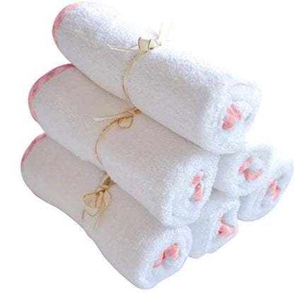Channing & Yates Premium Boutique Baby Washcloths - (6-Pack) Organic Plush Washcloths 2X Thick & Soft - Helps Eczema - Adult Face Washcloths - (Pink on White) - color: Pink Gingham