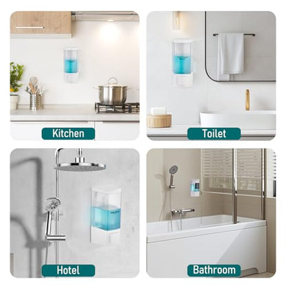 Pollock Shampoo and Conditioner Dispenser 1 Chamber * 500ML | Shower Soap Dispenser Wall Mounted, Body Wash Dispenser No Drill, Refillable Shower Dispenser for Bathroom - color: Blk-zt-53-w1