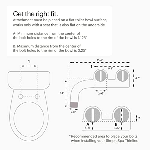 Brondell Bidet - Thinline SimpleSpa SS-150 Fresh Water Spray Non-Electric Bidet Toilet Attachment in White with Self Cleaning Nozzle and SafeCore Internal Valve