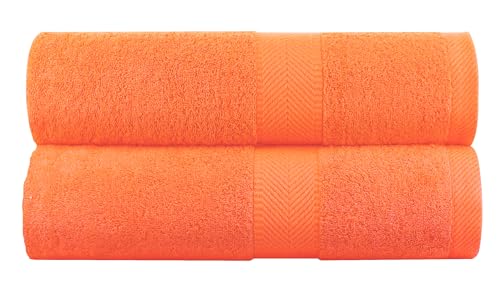 BY LORA 2-Pack Oversized Bath Sheets, Terry Cotton Hotel Large Towels, Orange - color: Orange, size: Bath Sheet 2-Pack