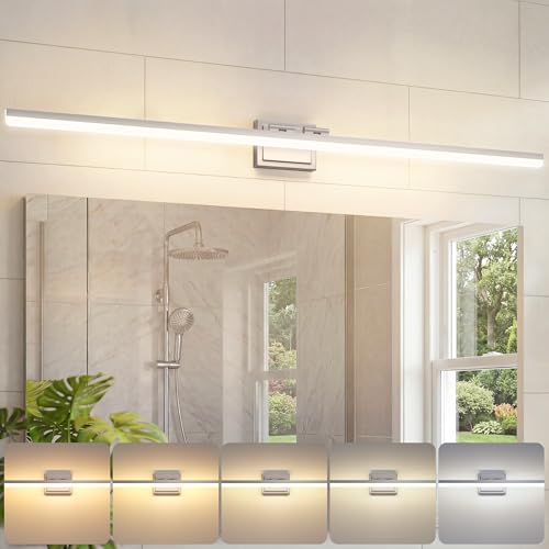 VOLISUN Modern Bathroom Vanity Light 55 inch, 45W Dimmable 5CCT Led Bathroom Light Fixture Over Mirror, Brushed Nickel Bar Vanity Light for Bathrooms Mirror Cabinets Bedroom - color: Brushed Nickel, size: 55 inch