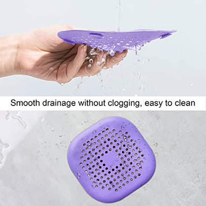 2 Pieces Shower Drain Hair Catcher Bathtub Stopper Home Drain Protectors Drain Cover with Sucker Water Trap Sink Cover for Bathroom Bathtub and Kitchen (Purple, Purple) - color: Purple,purple