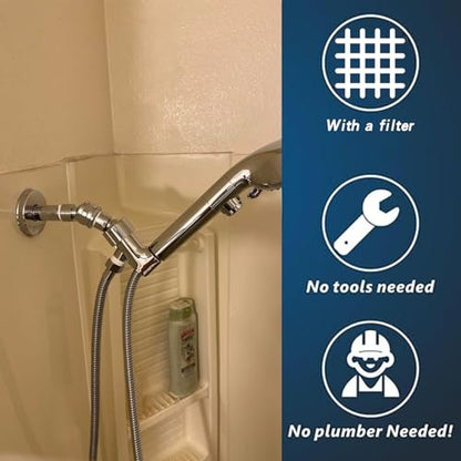 2 PCS 1/2 Inch Iron Pipe Shower Arm Ball Adapter with Filter Washer, Universal Adjustable Metal Shower Head Connector Replacement