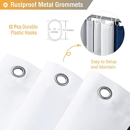 72x78 Modern Geometric Waterproof Fabric Shower Curtain Set, Navy Blue | Long Size, Premium Polyester, Weighted Hem, 12 Plastic Hook, Vibrant Color, Wrinkle-resistant, Quick-Dry, Machine Washable - color: Navy Blue, size: 72"W x 78"L (Pack of 1)