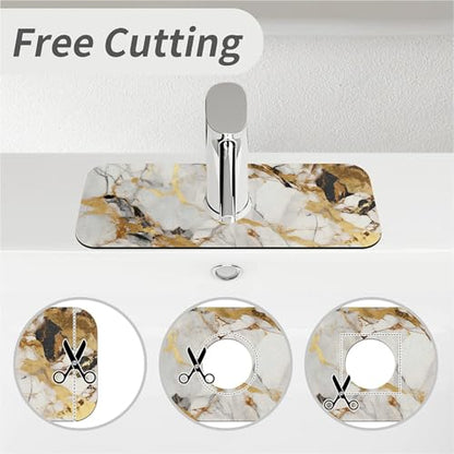 Kitchen Sink Splash Guard，Abstract marble gold Faucet Mat Sink Gadgets-Super Absorbent Fast Drying Mat Drip Catcher for Kitchen, Bathroom,Sink Mat, Dish Drying Mat, Bathroom(15" X 5.5" ) - color: Abstract marble gold