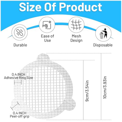 50 PCS Disposable Shower Drain Hair Catcher, 3.54 Inches Round | Stickers for Bath & Kitchen, For Human & Pet Hair, Mesh for Bathtub & Laundry, Drain Cover - size: Round - 50 Packs
