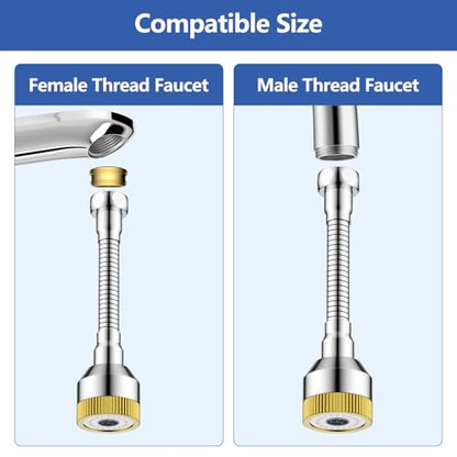 Faucet Sink Aerator/Extender/Sprayer/nozzle,Faucet Attachment Replacement for Bathroom&Kitchen, Anti-slip Swivel Aerator with 55/64" Threaded Adapter (Long-length silver) - color: Long-length silver