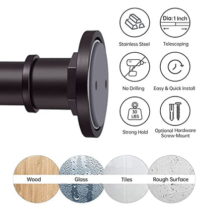 Industrial Shower Curtain Rod - 2-in-1 Design Tension Curtain Rod - Never Rust Non-Slip 43 to 72 Inch Stainless Steel, Bronze Window Curtain Rod - color: Bronze, size: 43-72 Inches
