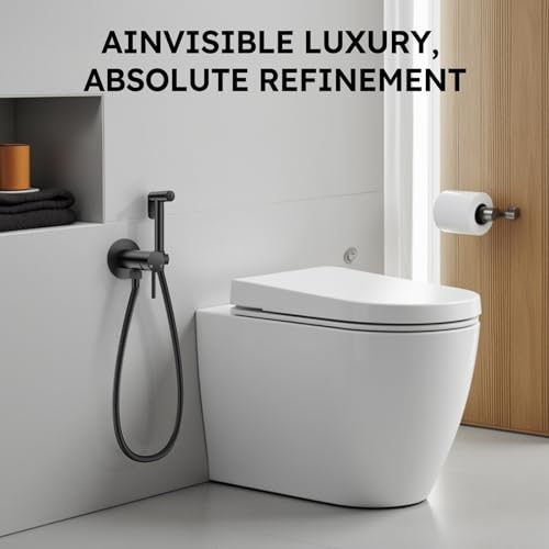 Arofa Built-in Hot and Cold Bidet Sprayer, Warm Water Bidet, Matte Black | Wall-Mounted Design, Dual Control Modes, Leak-Free Bidet Hose, Feminine/Baby/Pet Wash, Cloth Clean & Rinse, Stainless Steel - color: Black, size: Built-in Hot & Cold Water Modes-Ro