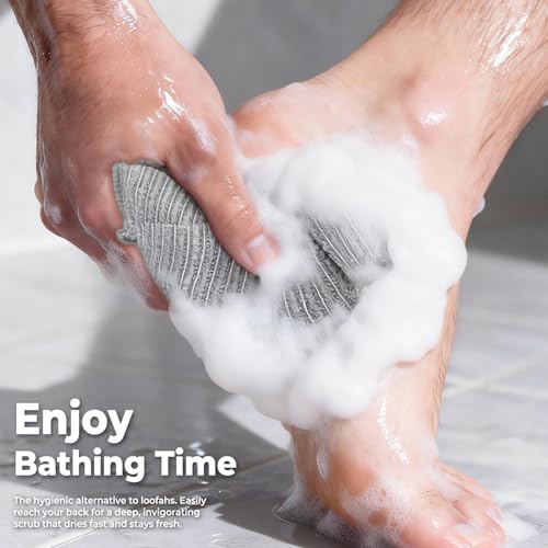 3D Wave Weave Japanese Exfoliating Washcloth, Intense Exfoliating Back Scrubber for Shower, Extra-Rough Body Scrub Towel, Korean Style, Volcano (Extra-Hard) - color: Gray