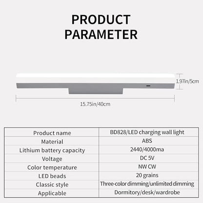 5W 16 Inches Wireless Rechargeable Wall Lights Bar,3CCT | 4000Mah Battery Operated Mirror Vanity Lights with Remote Dimmable and Timer,Magnetic Led Lights Bar for Makeup Mirror,Closet - color: 3CCT