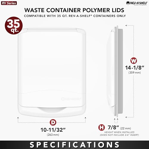 Rev-A-Shelf 35 Qt Under Sink Garbage Can Lid for Base Kitchen and Bathroom Cabinet, Replacement Plastic Trash Bin Lid Only, White, RV-35-LID-1 - color: White, size: 35 QT
