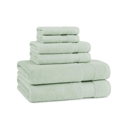 Arkwright Solid 6 Piece Bath Towel Set, 100% Cotton 600 GSM Soft Absorbent Bathroom Towels for Hotel, Spa or Vacation Rental, Eucalyptus Green (2 Bath Towels, 2 Hand Towels, 2 Washcloths) - color: Eucalyptus Green