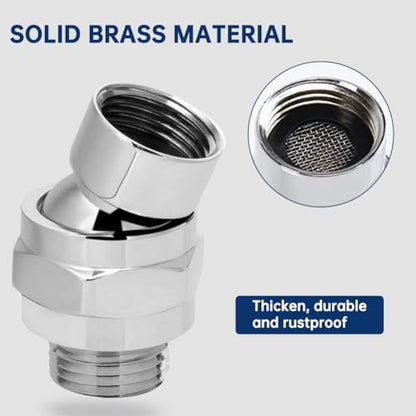 EMVANV Shower Head Swivel Ball Adapter, All Metal Adjustable Shower Arm Extension Connector, Adjustable Pivot Ball To Adjust Showerhead Angle, Universal Showering Component(Silver)