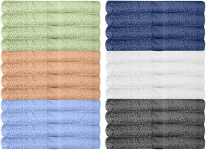 KAHAF COLLECTION 12 Pack Washcloths | Multicolour 100% Cotton Extra Absorbent Face Towels | Soft, Quick Dry Wash Cloths for Bathroom, Spa, Gym, Baby & Travel (12 Packs (12 x 12)) - size: 12 Pack (12" x 12")