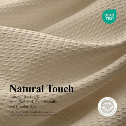Stall 3 in 1 Waffle Shower Curtain Set with Liner 36 x 72 Beige | Narrow Half Size, Waterproof Clear PEVA Liner, 256GSM Heavy Duty Fabric, Hotel Luxury Shower Curtains for Bathroom, 6 Hooks - color: Beige, size: 36"W x 72"L (Pack of 1)