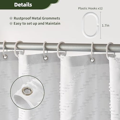Siiluminisoy 78 Inch Shower Curtain White Shower Curtain Fabric 72x78 Shower Curtains Cloth Textured Tufted Chevron Elegant Shower Curtains Waterproof for Bathroom - color: A White, size: 72"W x 78"L (Pack of 1)