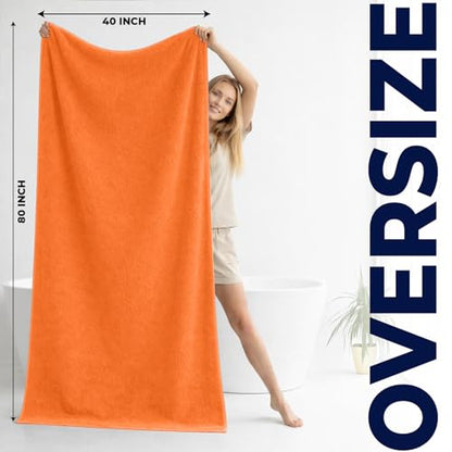 DAN RIVER Pack of 1 Jumbo Bath Sheet 40x80 Inches, Soft Fluffy Bath Sheets Towels for Adults, Quick Dry Shower Towels - Orange - color: Orange