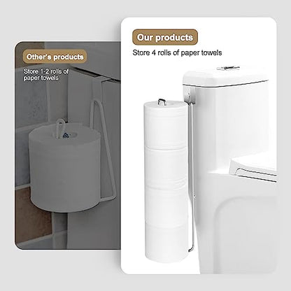 Over the Tank Toilet Paper Holder 1pcs | Bathroom Toilet Tissue Paper Roll Storage Wall Mount Brushed Nickel Metal Hanging Adhesive Toilet Paper Organizer Dispenser - color: C:hold 4 Rolls Tissue(1pcs)