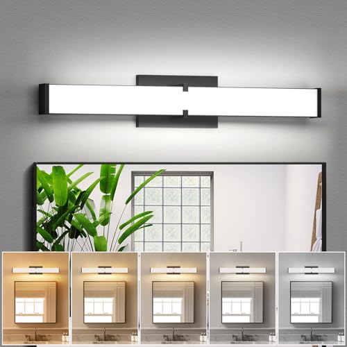 Modern 24IN Black Bathroom Vanity Light, 25W 2500 Lumen Dimmable, 5CCT, ETL Certified - size: 24IN 5CCT