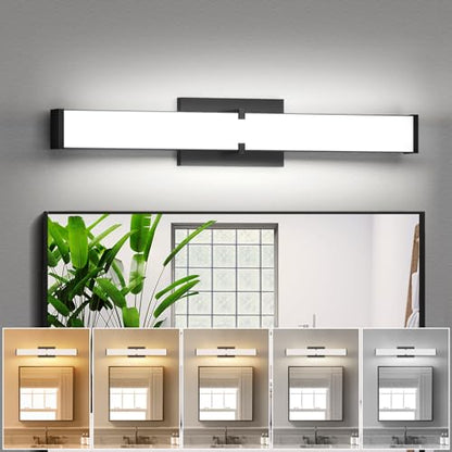 Modern 24IN Black Bathroom Vanity Light, 25W 2500 Lumen Dimmable, 5CCT, ETL Certified - size: 24IN 5CCT